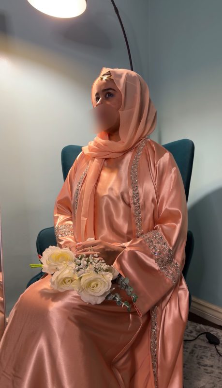 luxury Peach Abaya